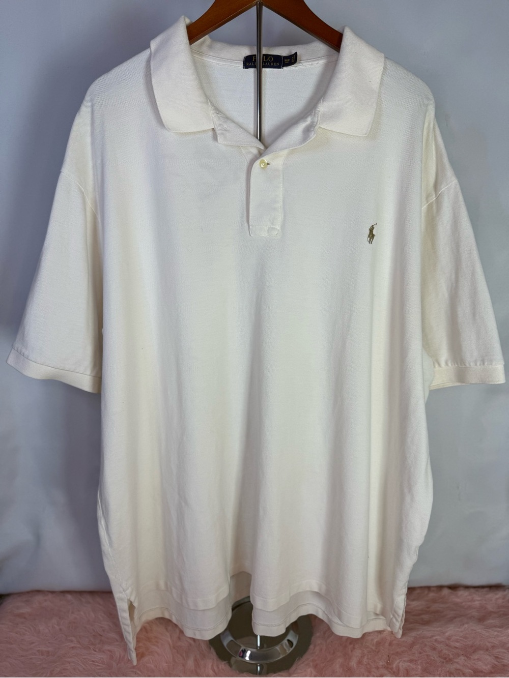 Ralph Lauren - 100% Cotton Polo Shirt in Cream with Embroidered Pony - Size 3XB